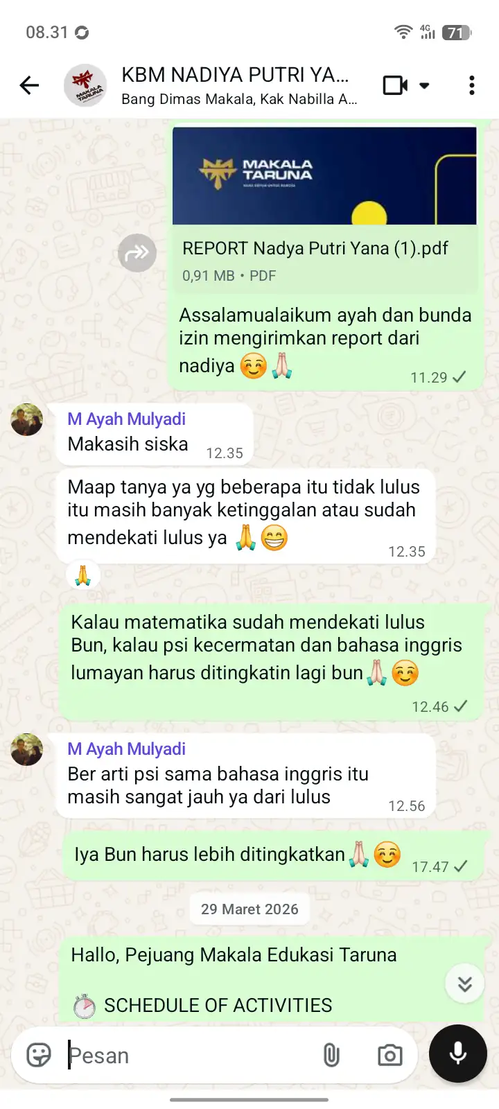 Laporan perkembangan — 01
